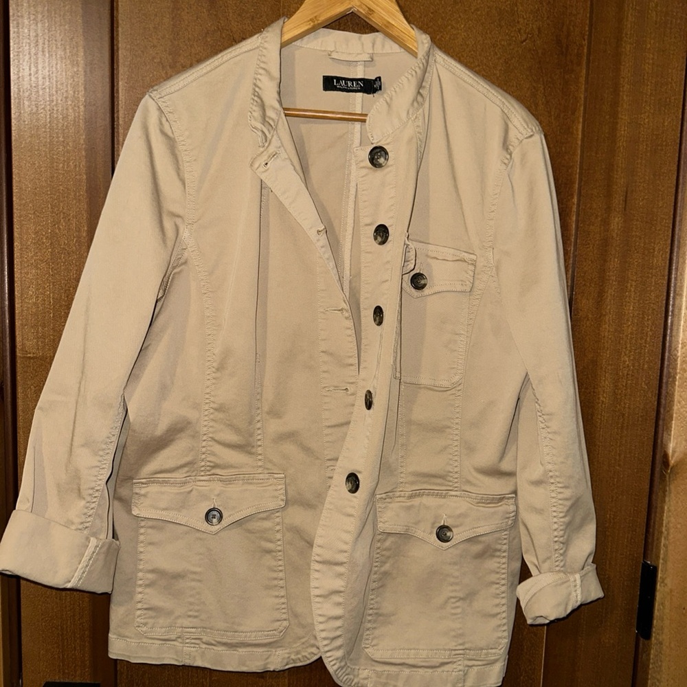 Lauren Ralph‎ Lauren Black Label Tan Utility Safari Jacket Womens Size 16